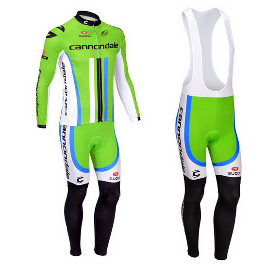 2013 Maillot Cannondale Tirantes Mangas Largas verde(2)